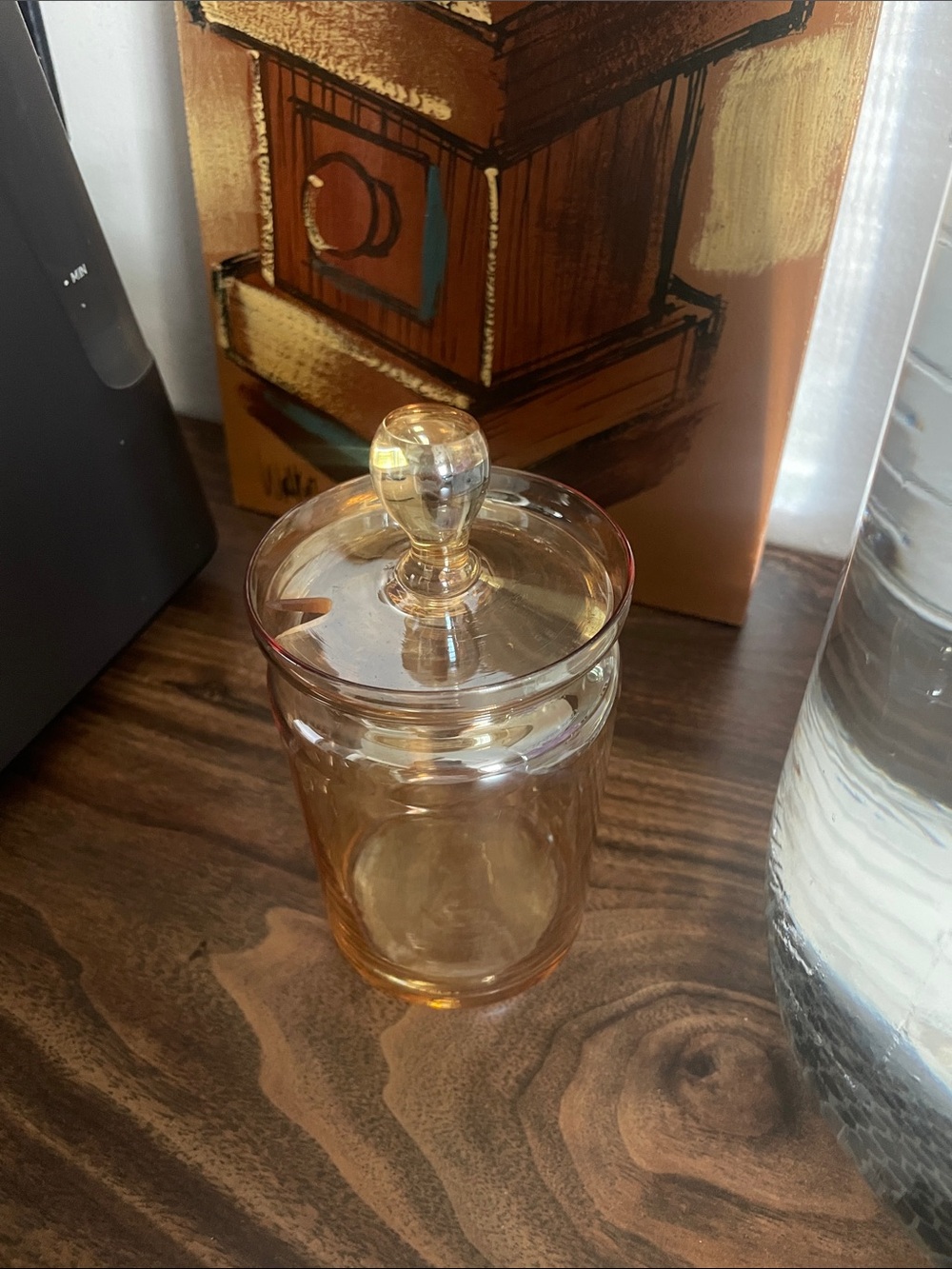 Amber Glass sugar/Apothecary Jar with Lid
